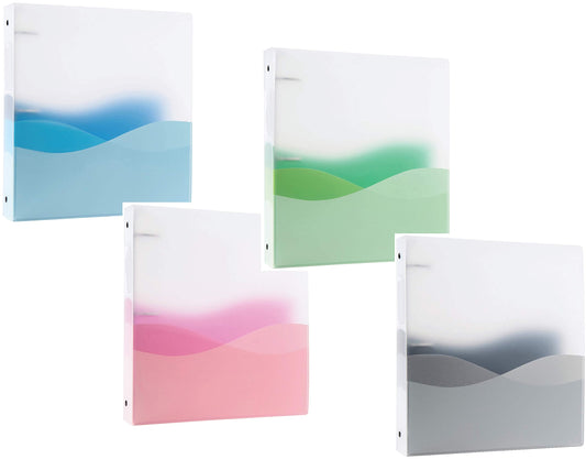 Pack of 4 - Filexec Flexible Translucent Bendable Thin 1-Inch Wave Ring Binders
