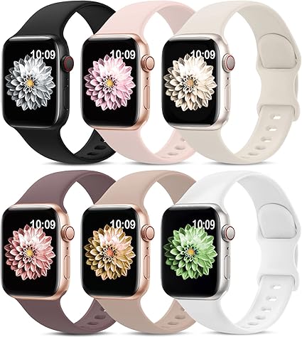 6 Pack Sport Bands Compatible with Apple Watch Band 38mm 40mm 41mm 42mm 44mm 45mm 49mm 46mm, Silicone Waterproof Strap Compatible with iWatch Apple Watch Series 10 9 Ultra 8 7 6 5 4 3 2 1 SE Women Men