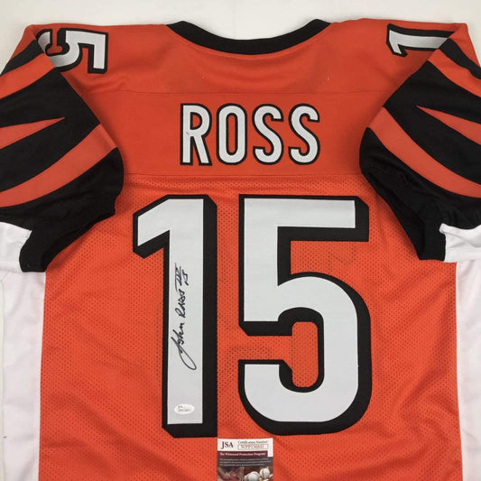 Autographed/Signed John Ross III Cincinnati Orange Football Jersey JSA COA