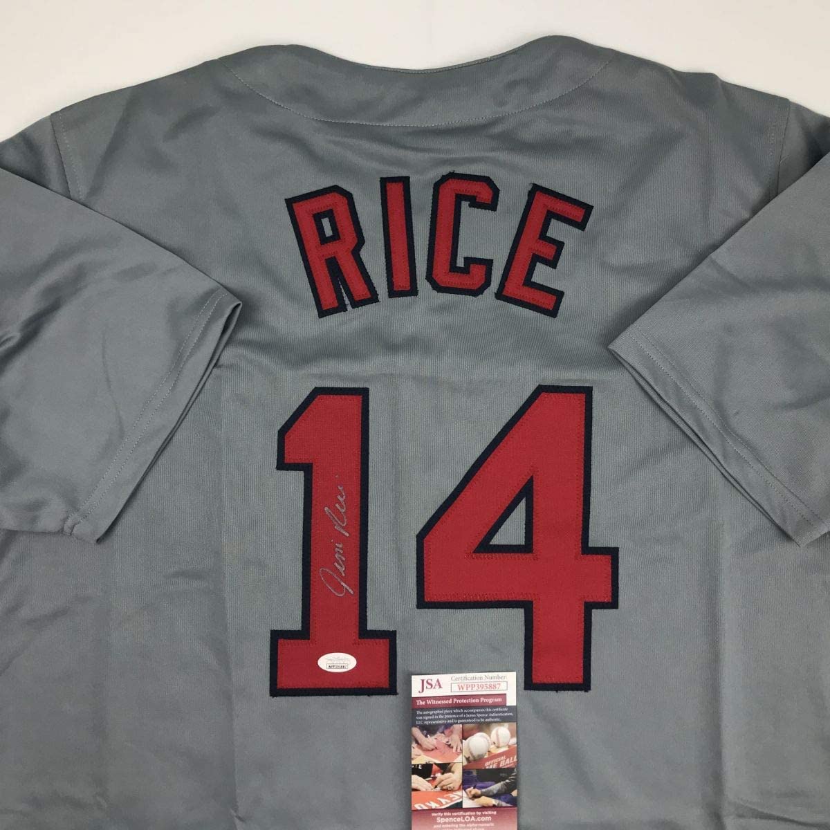 Autographed/Signed Jim Rice Boston Grey Baseball Jersey JSA COA