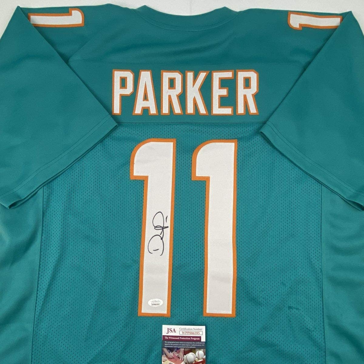 Autographed/Signed Devante Parker Miami Teal Football Jersey JSA COA