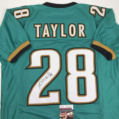 Autographed/Signed Fred Taylor Jacksonville Teal Football Jersey JSA COA