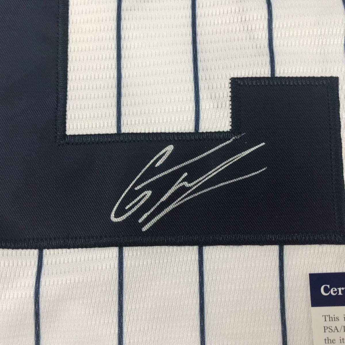 Autographed/Signed Gleyber Torres New York Pinstripe Baseball Jersey PSA/DNA COA