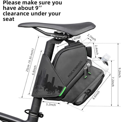 ROCKBROS Waterproof Bike Saddle Bag with Water Bottle Holder