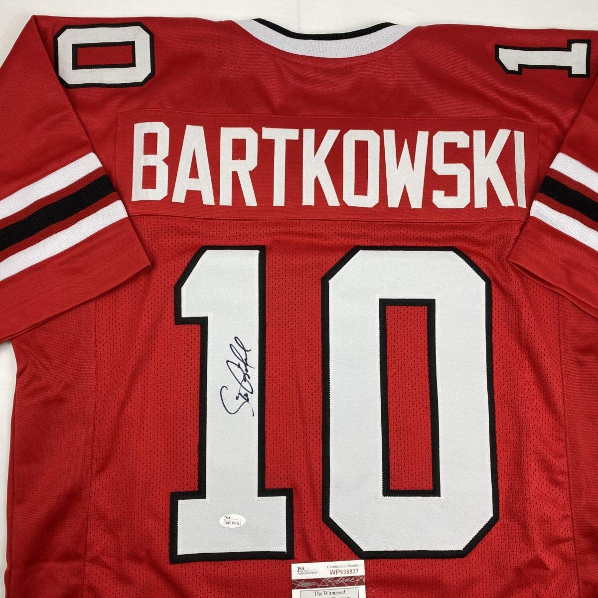 Autographed/Signed Steve Bartkowski Atlanta Red Football Jersey JSA COA
