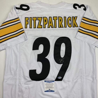 Autographed/Signed Minkah Fitzpatrick Pittsburgh White Football Jersey Beckett BAS COA