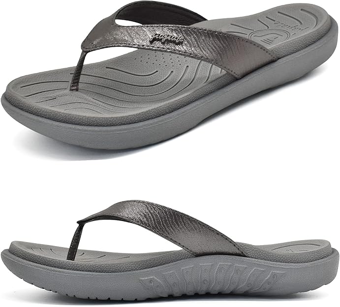 jiajiale Womens Fashion Orthotic Flip Flops Ladies Slip On Lightweight Comfortable Thick Cushion Yoga Mat Thong Sandals With Plantar Fasciitis Arch Support