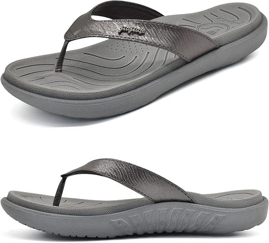 jiajiale Womens Fashion Orthotic Flip Flops Ladies Slip On Lightweight Comfortable Thick Cushion Yoga Mat Thong Sandals With Plantar Fasciitis Arch Support