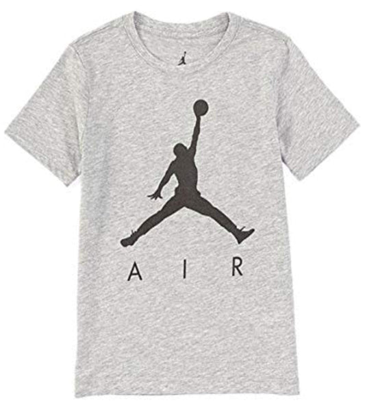 Nike AIR Jordan Boys' Jumpman T-Shirt (Grey/Black, Large)