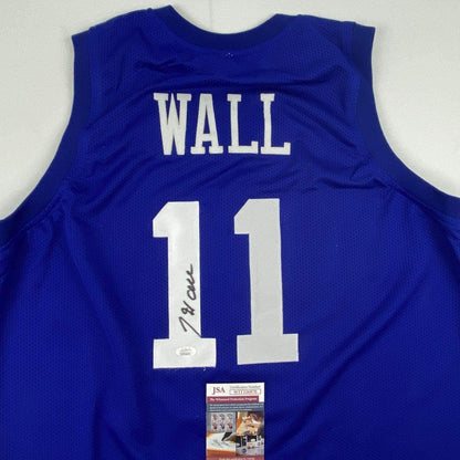 Autographed/Signed John Wall Kentucky Blue College Basketball Jersey JSA COA