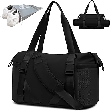 MAXTOP Women's Gym Yoga Duffle Bag with Shoe Pouch, Multi-Purpose Overnight Travel Bag for Gym, Work, Dance, Sports