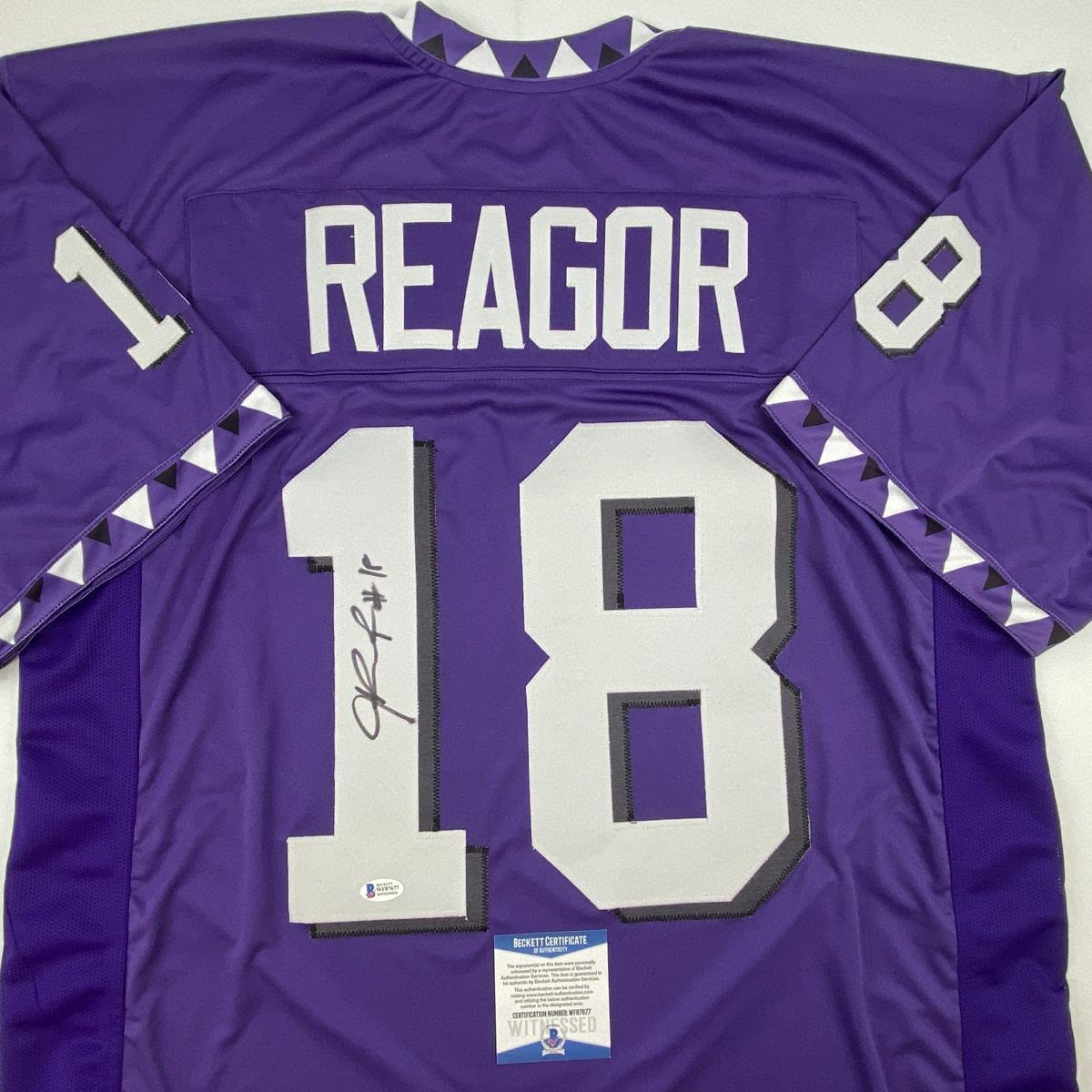 Autographed/Signed Jalen Reagor TCU Purple College Football Jersey Beckett BAS COA