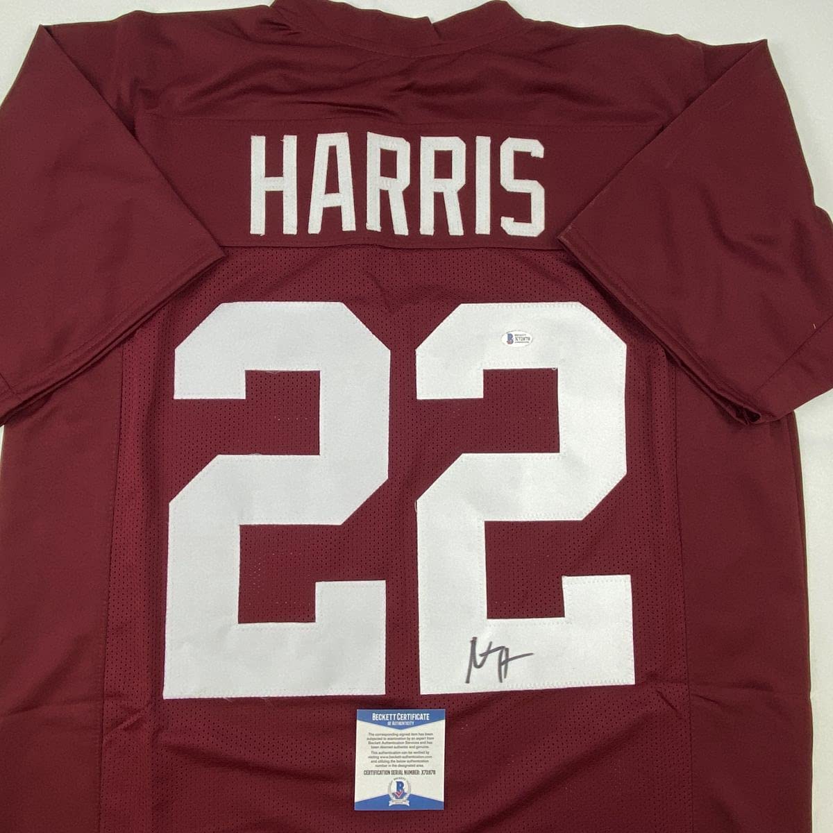 Autographed/Signed Najee Harris Alabama Red College Football Jersey Beckett BAS COA