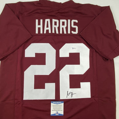 Autographed/Signed Najee Harris Alabama Red College Football Jersey Beckett BAS COA