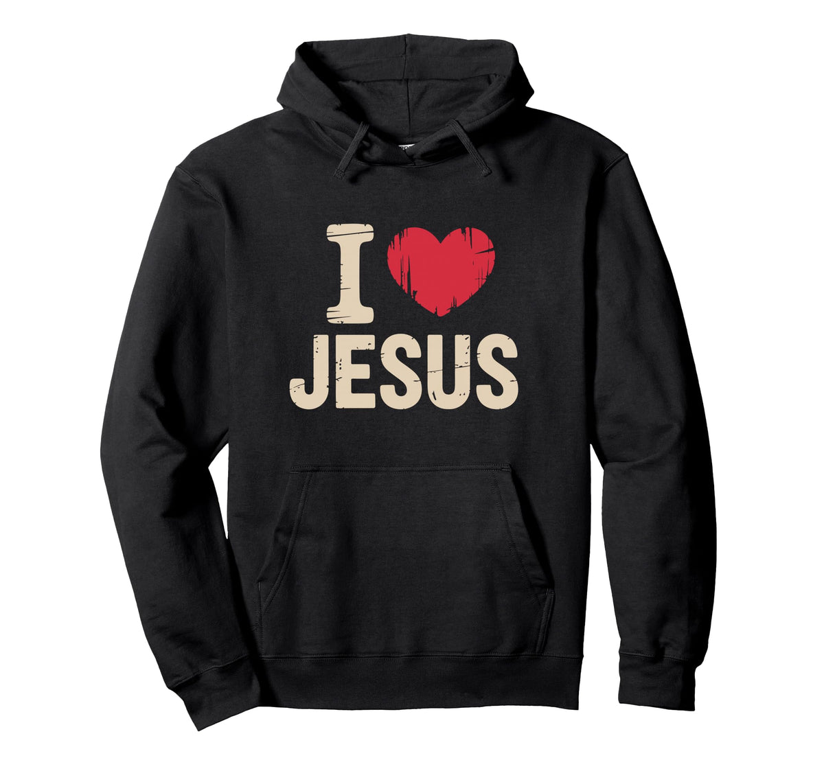 I Love Jesus Distressed Christian Hoodie - Graphic Print for Adults