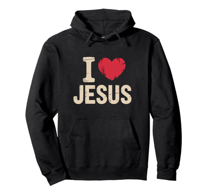 I Love Jesus Distressed Christian Hoodie - Graphic Print for Adults