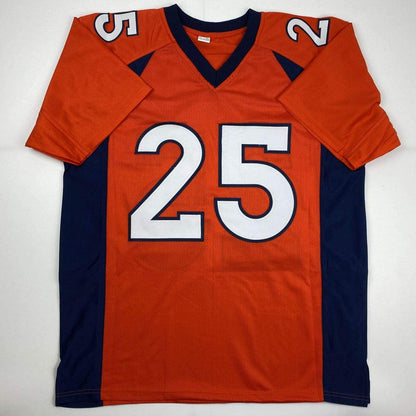Autographed/Signed Chris Harris Jr. Denver Orange Football Jersey Beckett BAS COA
