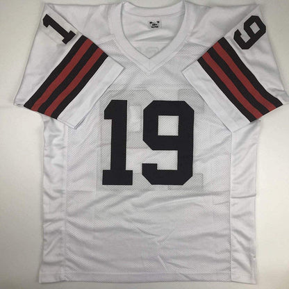 Autographed/Signed Bernie Kosar Cleveland White Football Jersey JSA COA