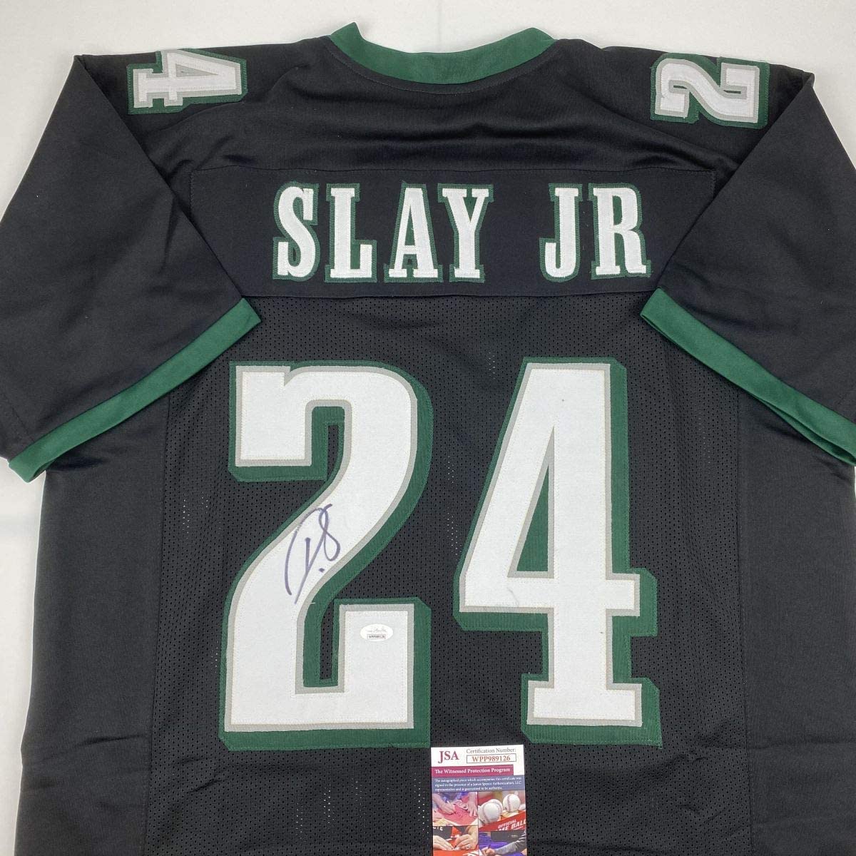 Autographed/Signed Darius Slay Jr. Philadelphia Black Football Jersey JSA COA