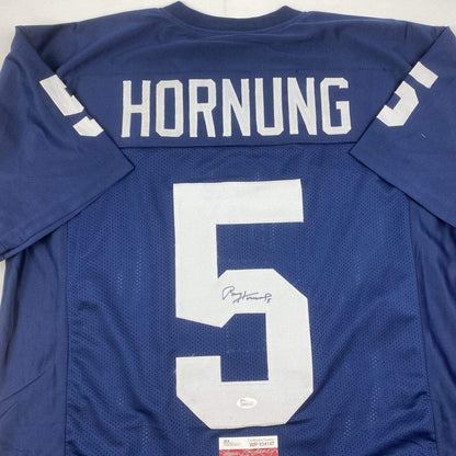 Autographed/Signed Paul Hornung Notre Dame Blue College Football Jersey JSA COA
