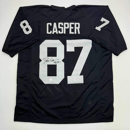 Autographed/Signed Dave Casper HOF 02 Oakland Las Vegas Black Football Jersey Beckett BAS COA