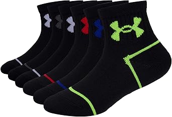 Under Armour Baby Boys Multi Pack Basic Essential Quarter Sock, Black, 2T-4T