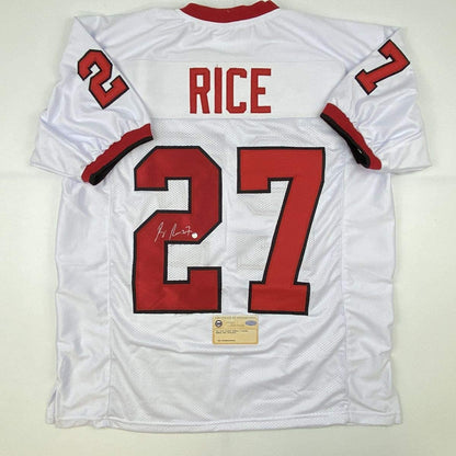 Autographed/Signed Ray Rice Rutgers White College Football Jersey Steiner Sports COA