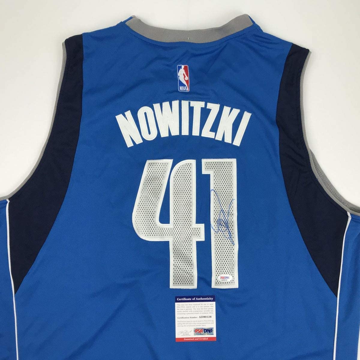 Autographed/Signed Dirk Nowitzki Dallas Blue Basketball Jersey PSA/DNA COA