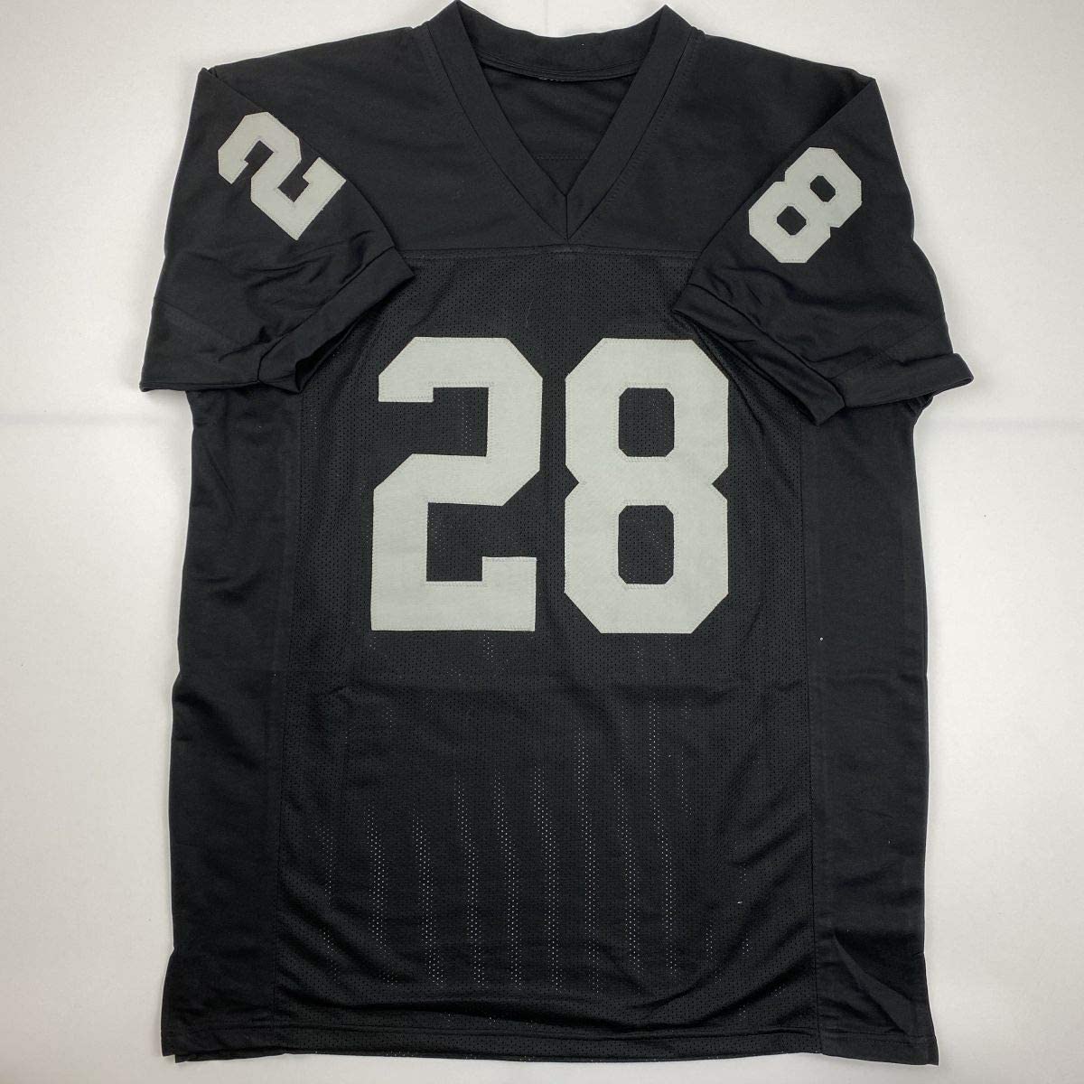 Autographed/Signed Josh Jacobs Las Vegas Oakland Black Football Jersey Beckett BAS COA