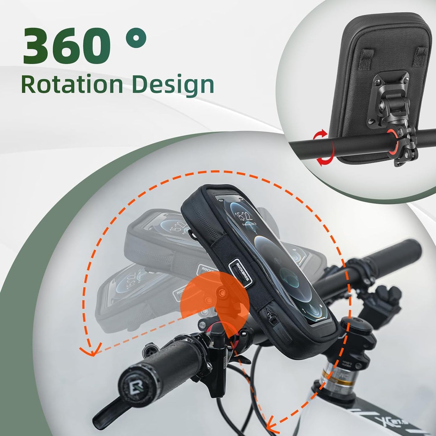 ROCKBROS Motorcycle Phone Mount Waterproof Handlebar Bag Phones Below 6.8”