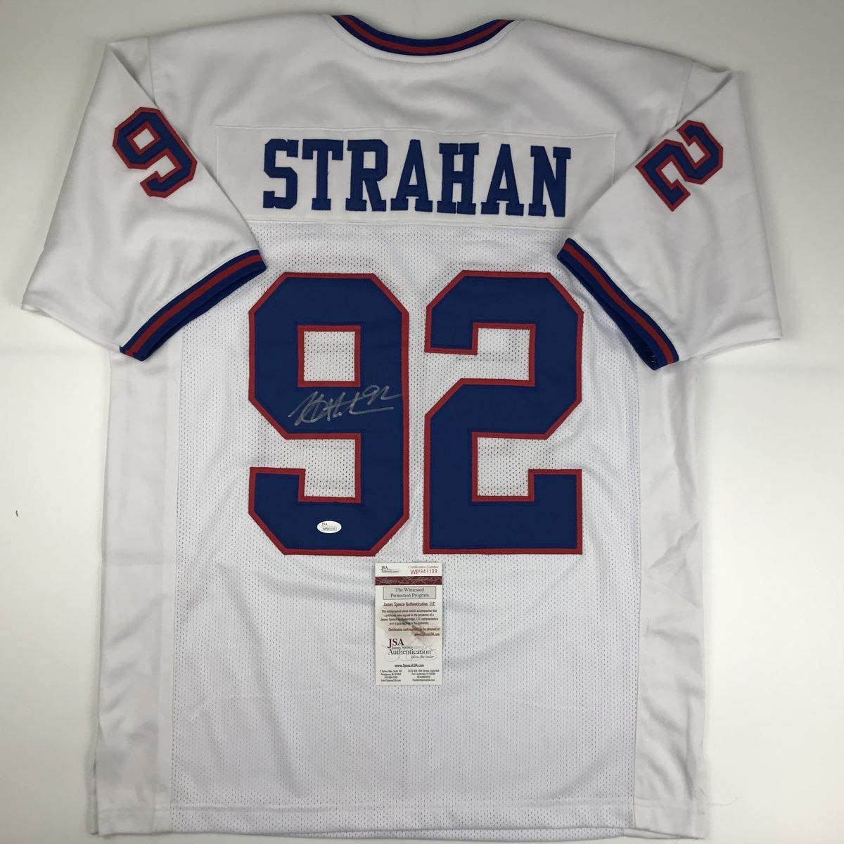 Autographed/Signed Michael Strahan New York Color Rush Football Jersey JSA COA