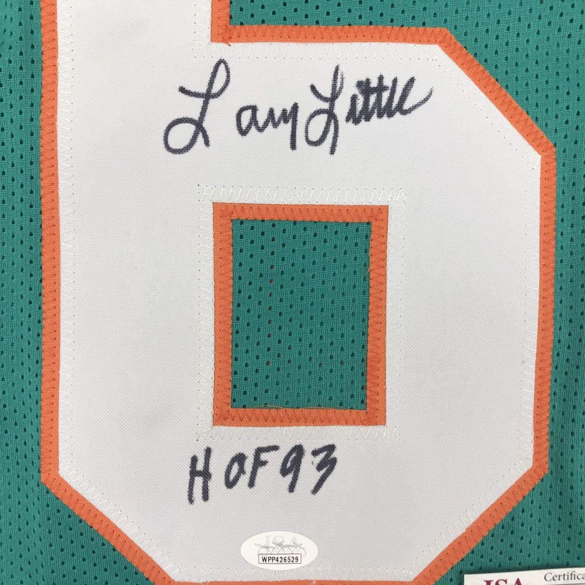 Autographed/Signed Larry Little HOF 93 Miami Teal Football Jersey JSA COA
