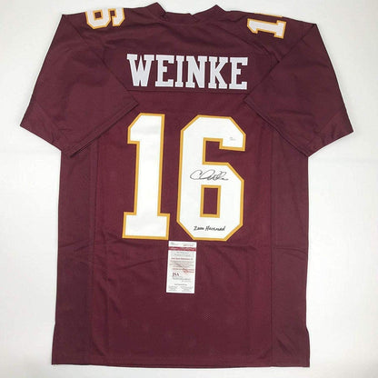 Autographed/Signed Chris Weinke 2000 Heisman  Florida State FSU Maroon Football Jersey JSA COA