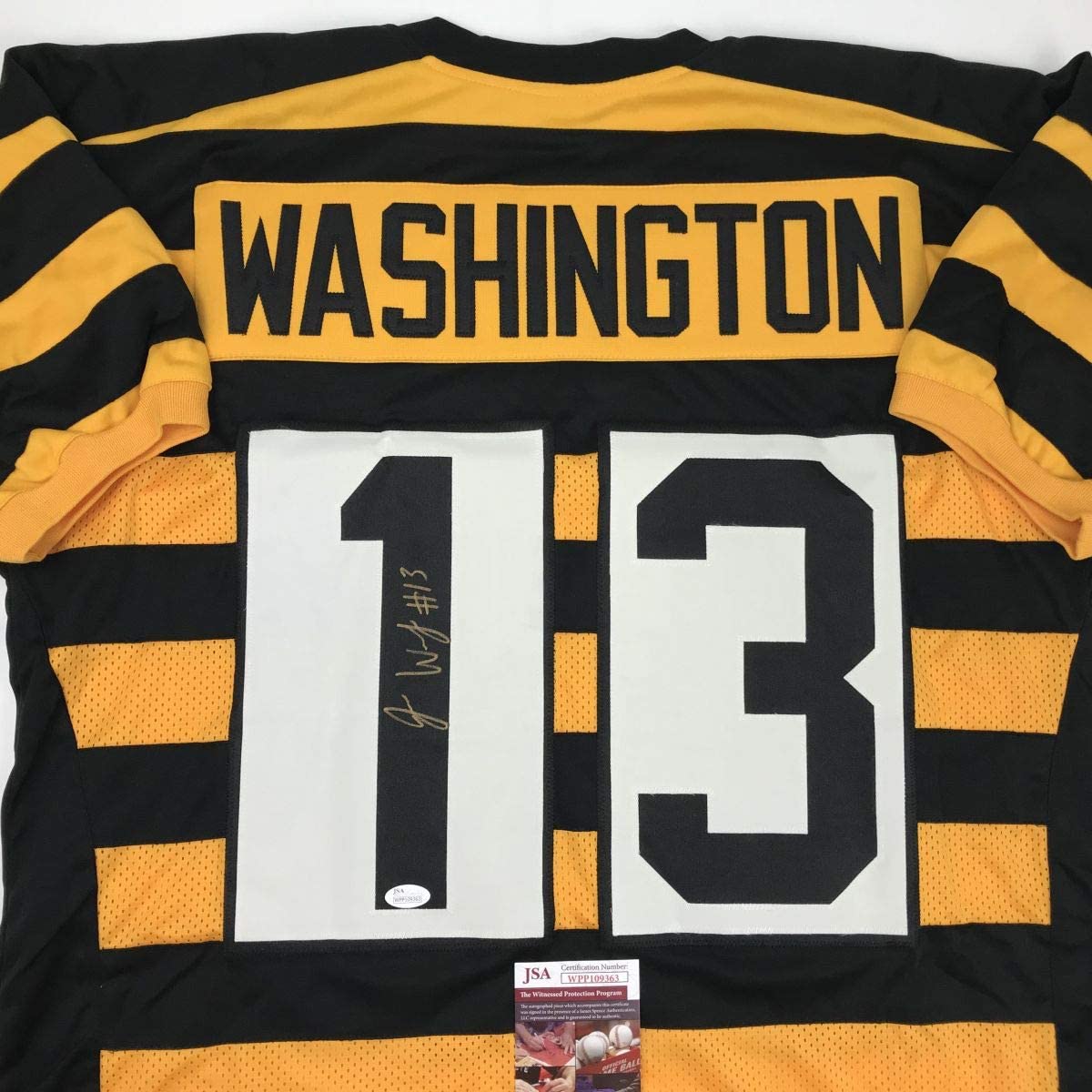 Autographed/Signed James Washington Pittsburgh Bumble Bee Football Jersey JSA COA