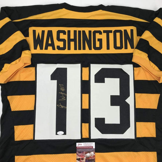 Autographed/Signed James Washington Pittsburgh Bumble Bee Football Jersey JSA COA