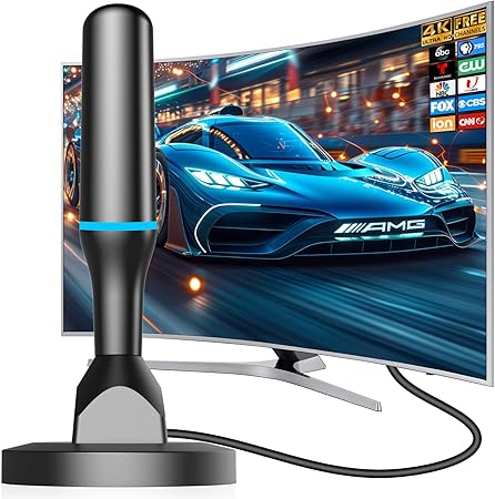 2025 Digital TV Antenna for Smart Tv Indoor Antenna for TV Without Cable, 360å¡ Reception HDTV Antennas for Local Channels with Strong Magnetic Base Supports 4K 1080P -10ft Thick Coax Cable (421BL-96)