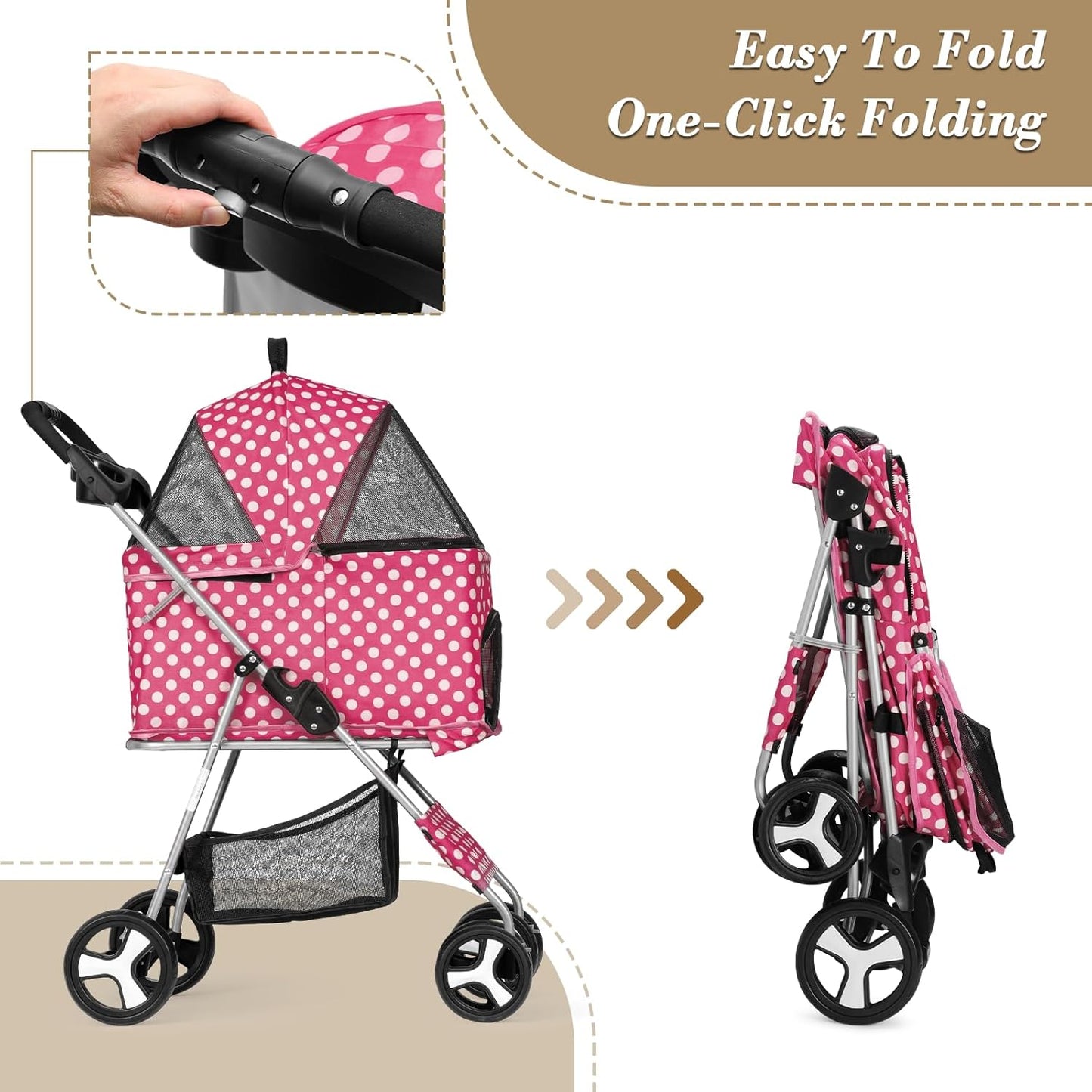 Luxury Foldable Pet Stroller – Breathable & Travel-Friendly