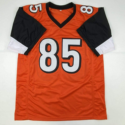Autographed/Signed Chad Ochocinco (Johnson) Cincinnati Orange Football Jersey JSA COA
