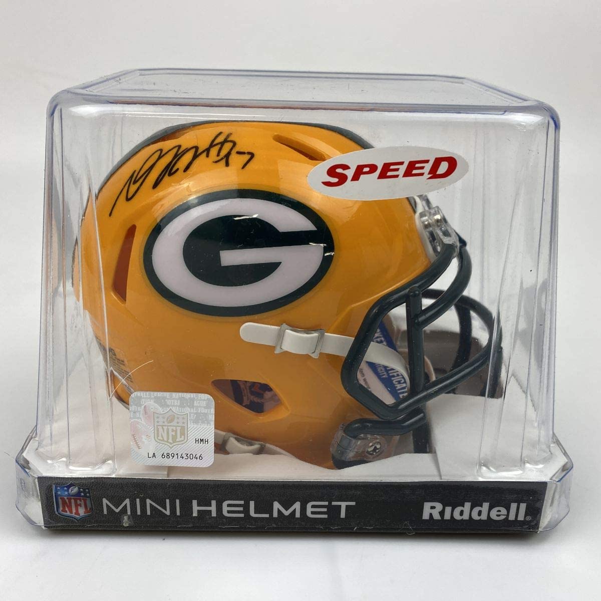 Autographed/Signed Davante Adams Green Bay Packers Football Mini Helmet Beckett BAS COA