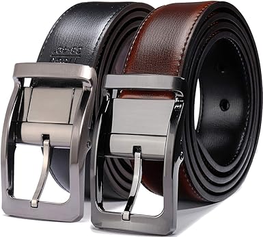 Belts for Men Reversible Leather 1.25__� Waist Strap Fashion Dress Buckle Beltox