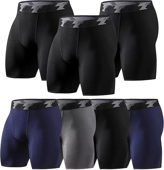 TELALEO 7 Pack Compression Shorts Men Spandex Athletic Underwear Performance Boxer Briefs Workout Baselayer