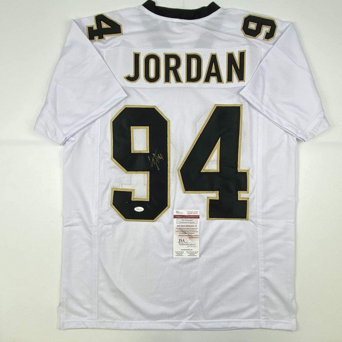 Autographed/Signed Cameron Cam Jordan New Orleans White Football Jersey JSA COA