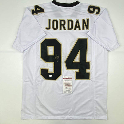 Autographed/Signed Cameron Cam Jordan New Orleans White Football Jersey JSA COA