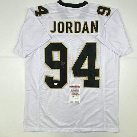 Autographed/Signed Cameron Cam Jordan New Orleans White Football Jersey JSA COA
