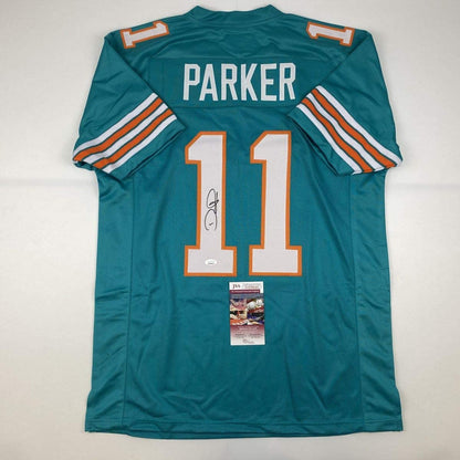 Autographed/Signed Devante Parker Miami Retro Teal Football Jersey JSA COA