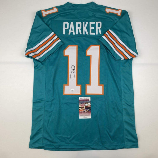 Autographed/Signed Devante Parker Miami Retro Teal Football Jersey JSA COA