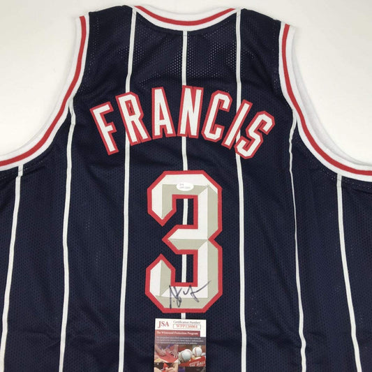 Autographed/Signed Steve Francis Houston Blue Basketball Jersey JSA COA