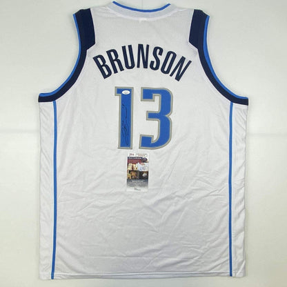 Autographed/Signed Jalen Brunson Dallas White Basketball Jersey JSA COA