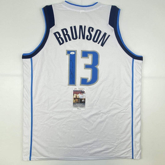 Autographed/Signed Jalen Brunson Dallas White Basketball Jersey JSA COA