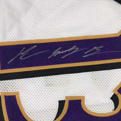 Autographed/Signed John Brown Baltimore White Football Jersey JSA COA